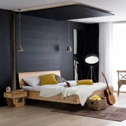 Wohnen Kernbuche Bett Josue in Schwebe-Optik