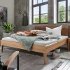Wohnen Kernbuche Bettgestell mit Polster-Kopfteil - Eudrinia