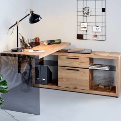 Wohnen Kernbuche Design Schreibtisch mit Regal Anbau - Manaus