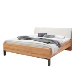 Wohnen Graue Möbel|Betten*Kernbuche Designbett mit Kunstleder Kopfteil - Krofun