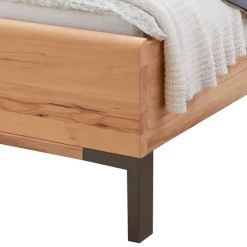 Wohnen Graue Möbel|Betten*Kernbuche Designbett mit Kunstleder Kopfteil - Krofun