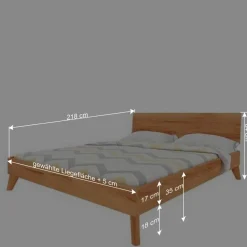 Wohnen Betten|Betten*Kernbuche Holzbett in Überlänge 210 cm - Junola I