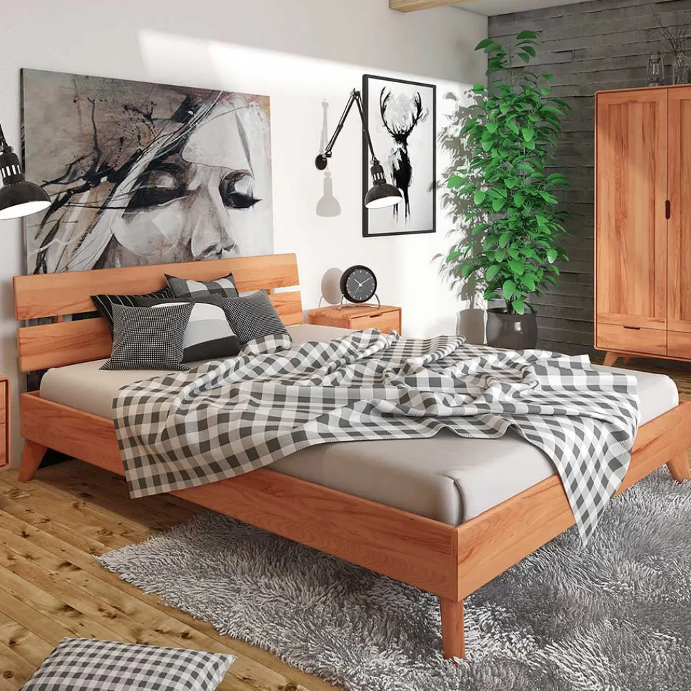 Wohnen Betten|Betten*Kernbuche Holzbett mit Überlänge 220 cm - Junola III