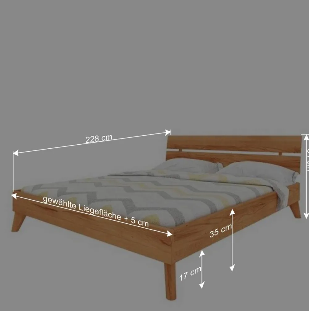 Wohnen Betten|Betten*Kernbuche Holzbett mit Überlänge 220 cm - Junola III