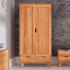 Wohnen Kernbuche Kleiderschrank mit 2 Türen - Junola