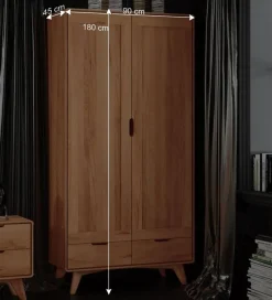 Wohnen Kernbuche Kleiderschrank mit 2 Türen - Junola