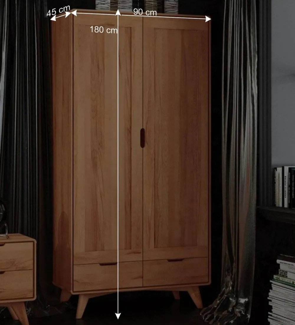 Wohnen Kernbuche Kleiderschrank mit 2 Türen - Junola