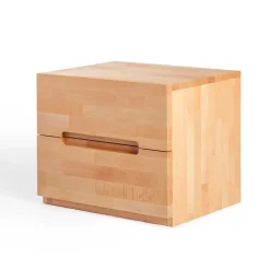 Wohnen Kernbuche Nachtkommode Leoda mit 2 Soft Close Schubladen