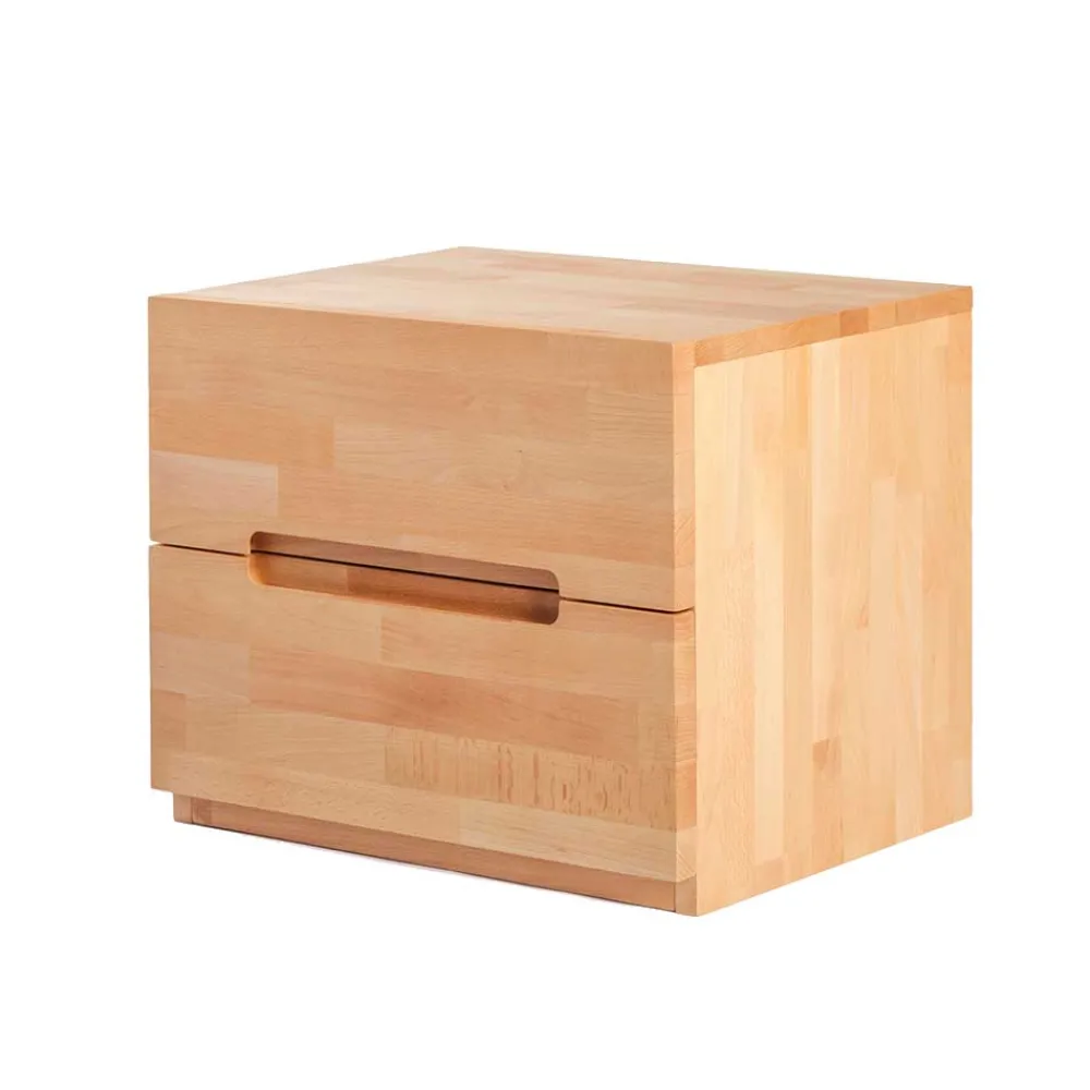 Wohnen Kernbuche Nachtkommode Leoda mit 2 Soft Close Schubladen