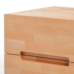 Wohnen Kernbuche Nachtkommode Leoda mit 2 Soft Close Schubladen
