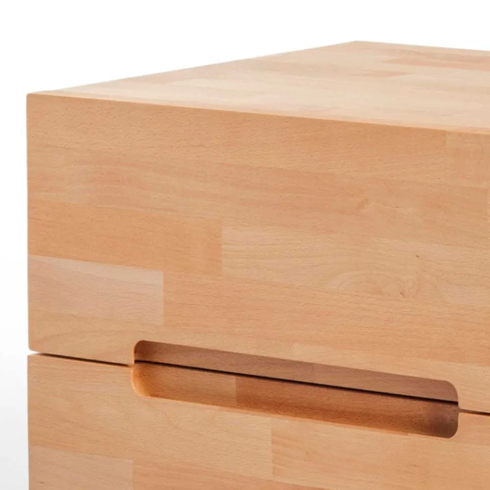 Wohnen Kernbuche Nachtkommode Leoda mit 2 Soft Close Schubladen