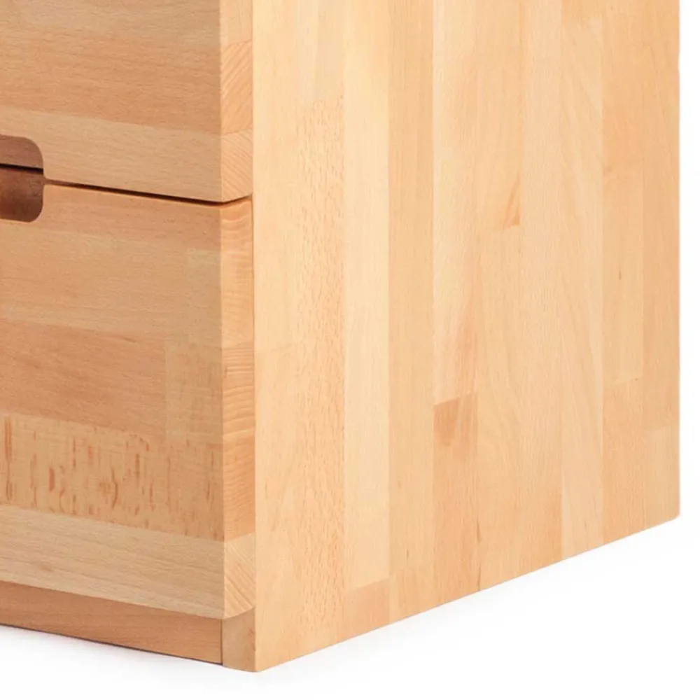Wohnen Kernbuche Nachtkommode Leoda mit 2 Soft Close Schubladen