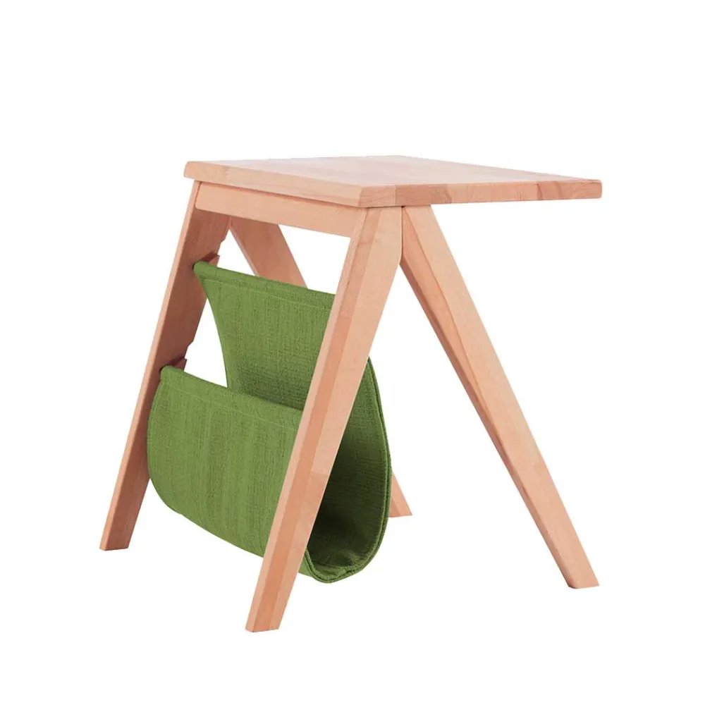 Wohnen Kernbuche Nachttisch Rivaso mit Stofftasche in Grün