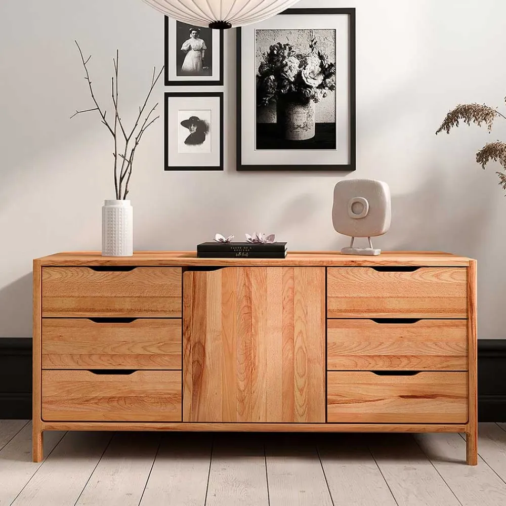 Wohnen Kernbuche Sideboard mit sechs Schubladen - Lana