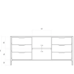 Wohnen Kernbuche Sideboard mit sechs Schubladen - Lana