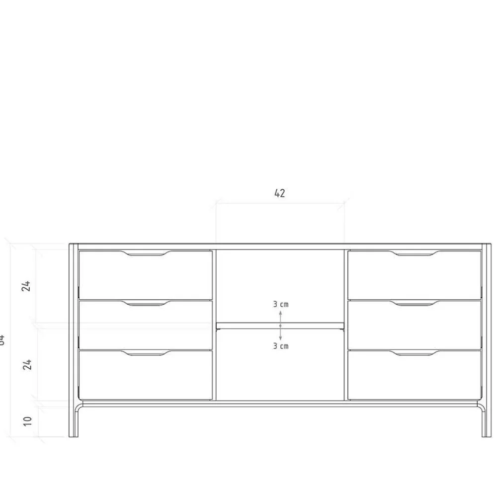 Wohnen Kernbuche Sideboard mit sechs Schubladen - Lana