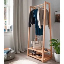 Wohnen Kernbuche Standgarderobe mit 2 Ablageböden - Barrios