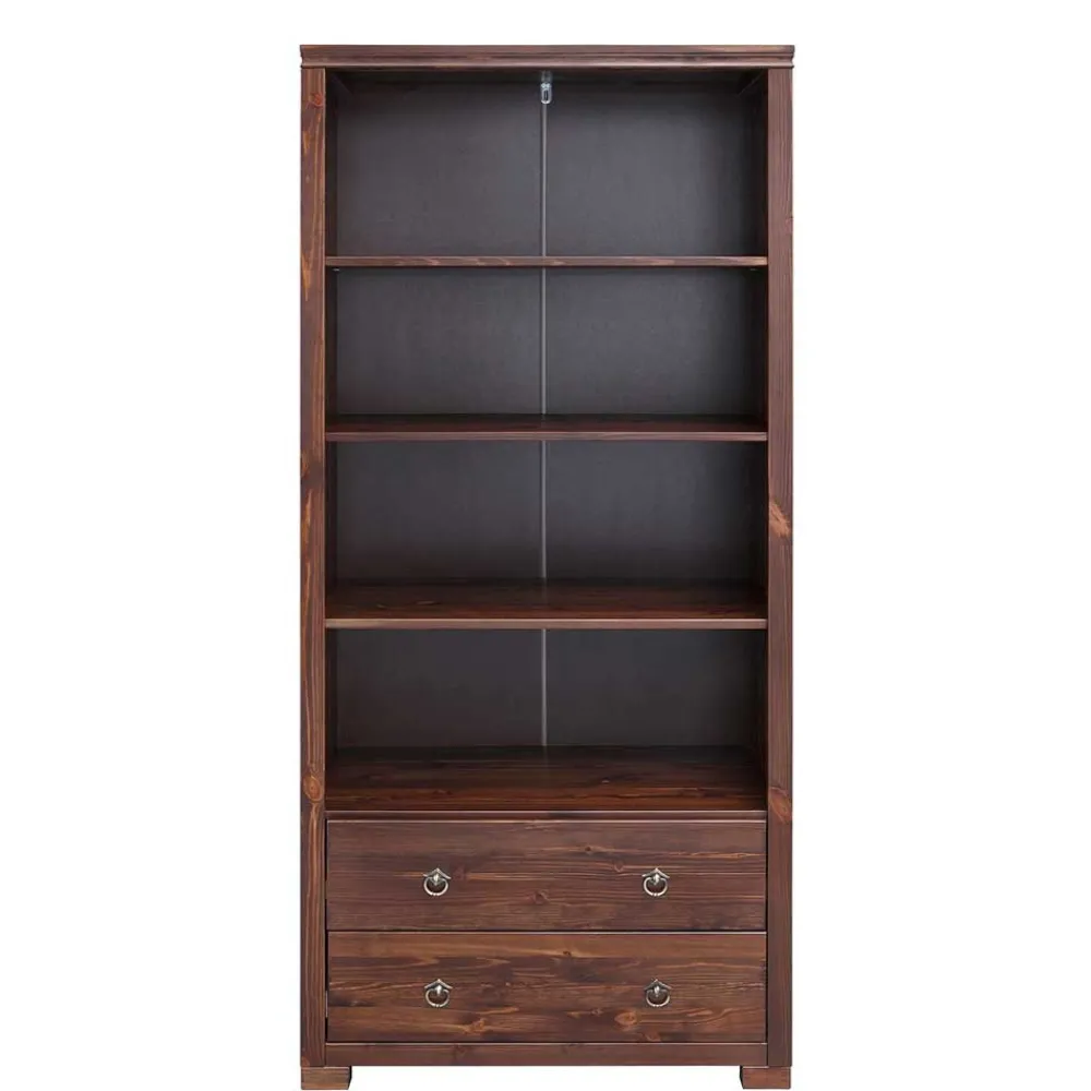 Wohnen Kiefer Holzregal in Dunkelbraun lackiert - Luvin