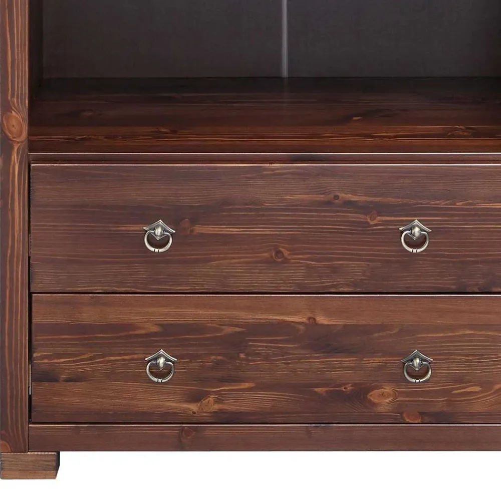 Wohnen Kiefer Holzregal in Dunkelbraun lackiert - Luvin