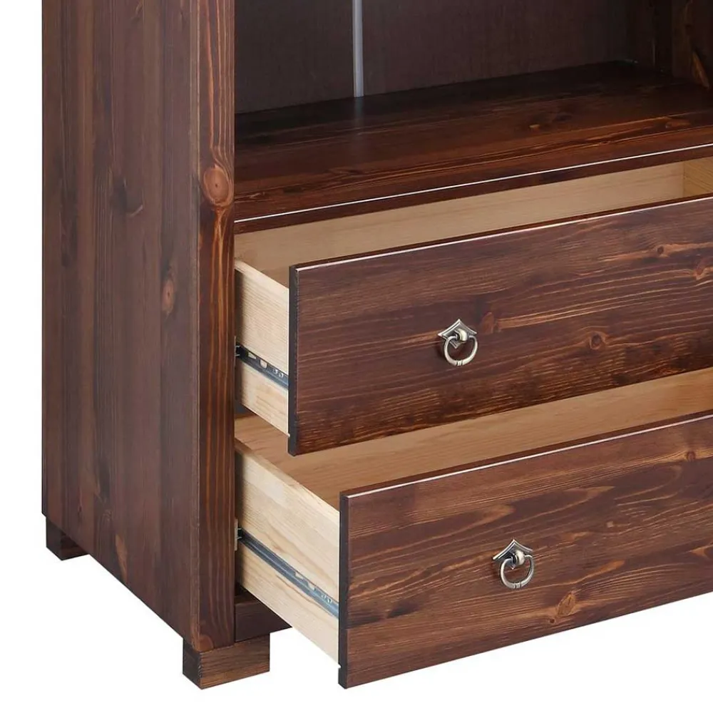 Wohnen Kiefer Holzregal in Dunkelbraun lackiert - Luvin