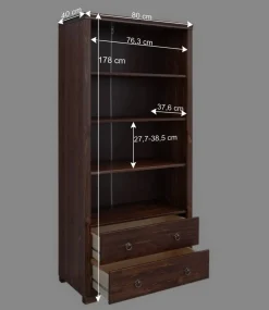 Wohnen Kiefer Holzregal in Dunkelbraun lackiert - Luvin