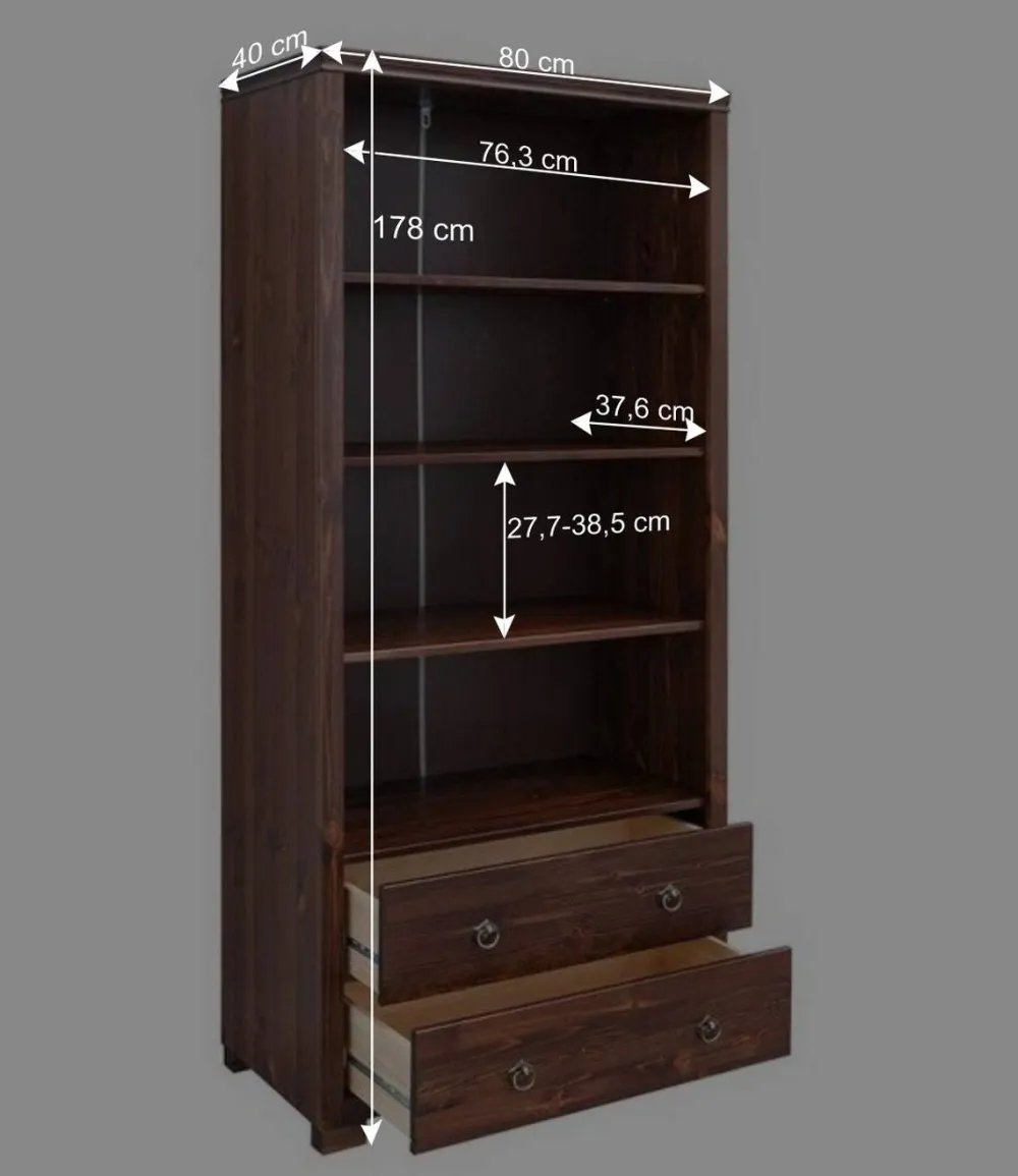 Wohnen Kiefer Holzregal in Dunkelbraun lackiert - Luvin