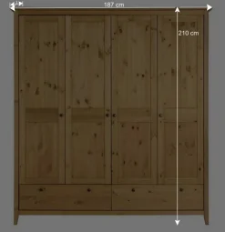 Wohnen Kleiderschränke|Kleiderschränke*Kiefer Kleiderschrank geölt & gebeizt - Zatira