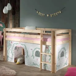 Wohnen Jugendbetten|Kinderbetten*Kiefer Mädchen Hochbett mit Vorhang - Habic