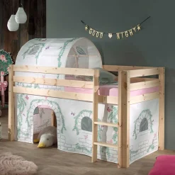 Wohnen Jugendbetten|Kinderbetten*Kiefer Mädchen Hochbett mit Vorhang - Habic