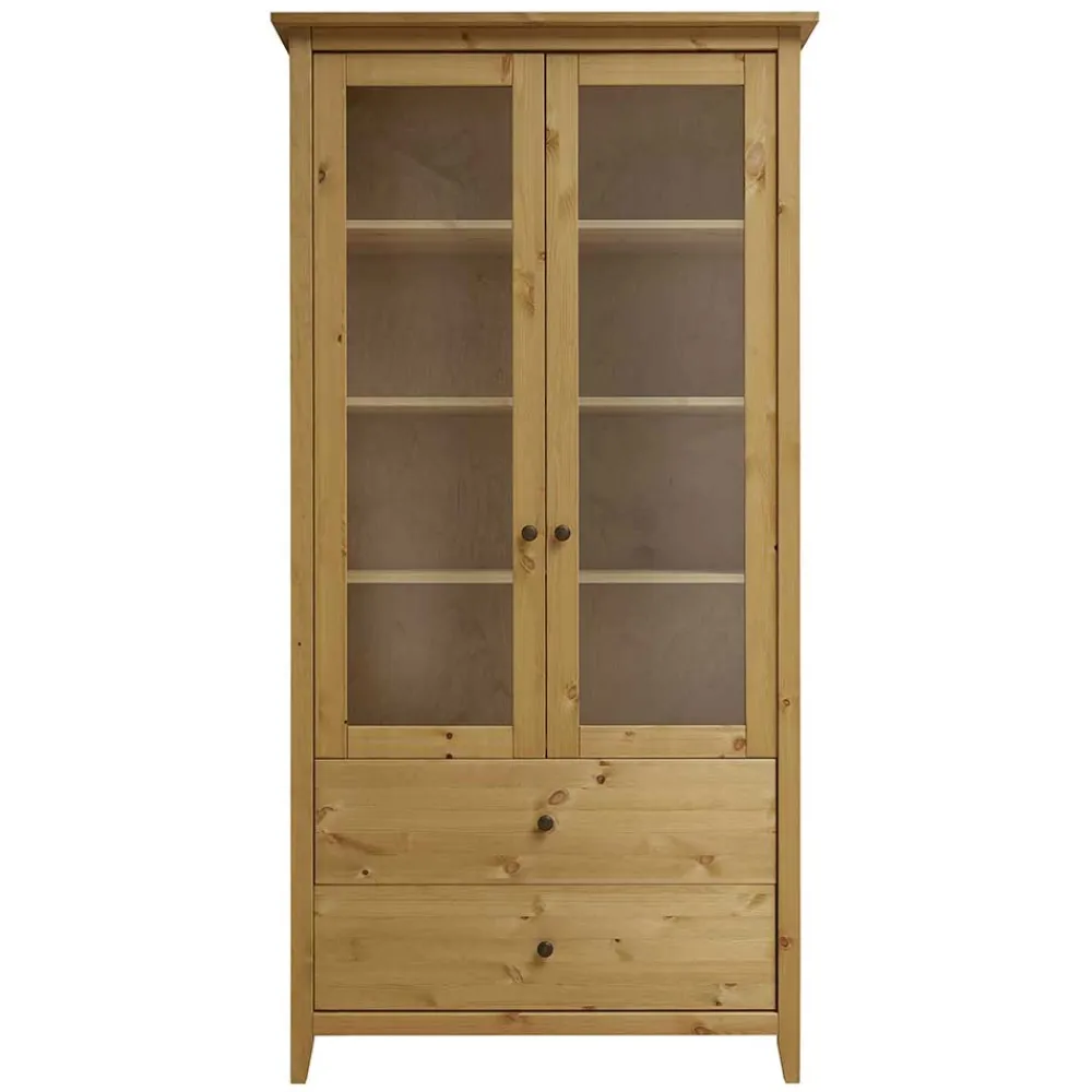 Wohnen Vitrinen|Wohnzimmer-Vitrinen*Kiefer Vitrinenschrank geölt & gebeizt - Jessma