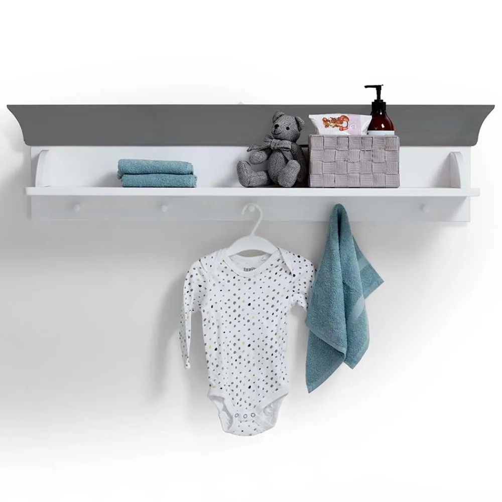 Wohnen Kindermöbel|Kinderregale*Kiefer Wandboard in Weiß & Grau - Mirandesca