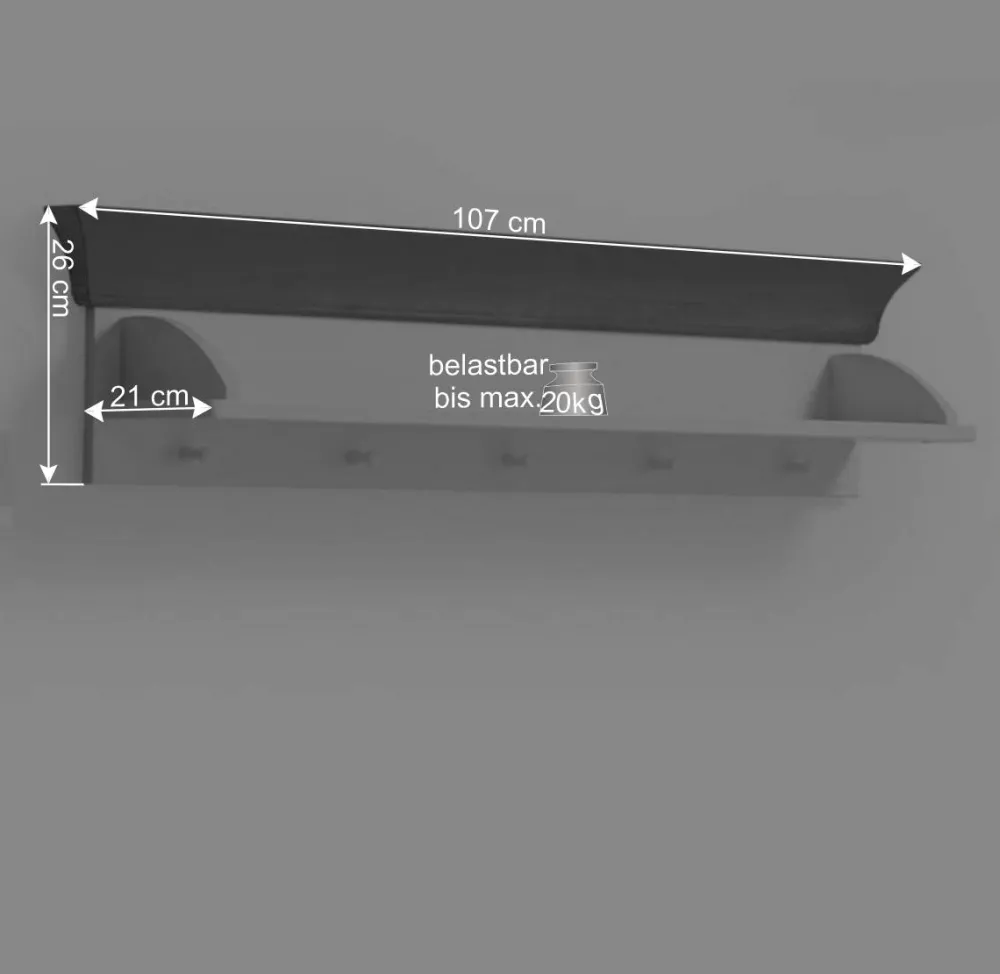 Wohnen Kindermöbel|Kinderregale*Kiefer Wandboard in Weiß & Grau - Mirandesca