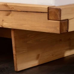 Wohnen Kiefernholz Balkenbett in Eichefarben - Kalastania