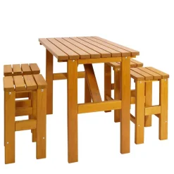 Wohnen Sitzgruppe|Balkonmöbel*Kiefernholz Bar Sitzgruppe Set - Malte (fünfteilig)