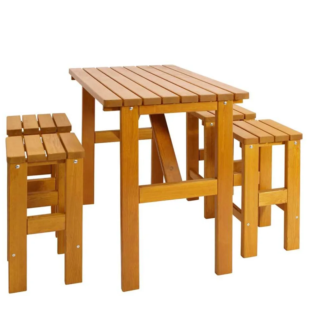 Wohnen Sitzgruppe|Balkonmöbel*Kiefernholz Bar Sitzgruppe Set - Malte (fünfteilig)