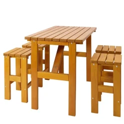 Wohnen Sitzgruppe|Balkonmöbel*Kiefernholz Bar Sitzgruppe Set - Malte (fünfteilig)