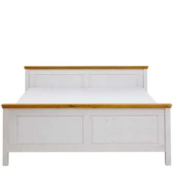 Wohnen Kiefernholz Bettgestell in Weiß & Lauge - Sibiuta