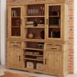Wohnen Küchenschränke|Esszimmer-Vitrinen*Kiefernholz Buffet gebeizt und geölt - Lulzima
