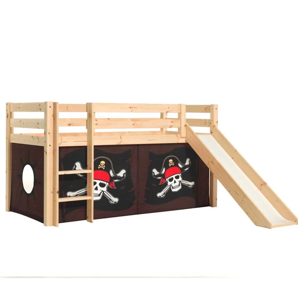 Wohnen Kinderbetten|Kindermöbel*Kiefernholz Hochbett mit Rutsche Seeräuber - Compadro