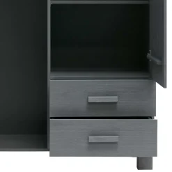 Wohnen Kiefernholz Kleiderschrank in Grau dunkel - Isnos I