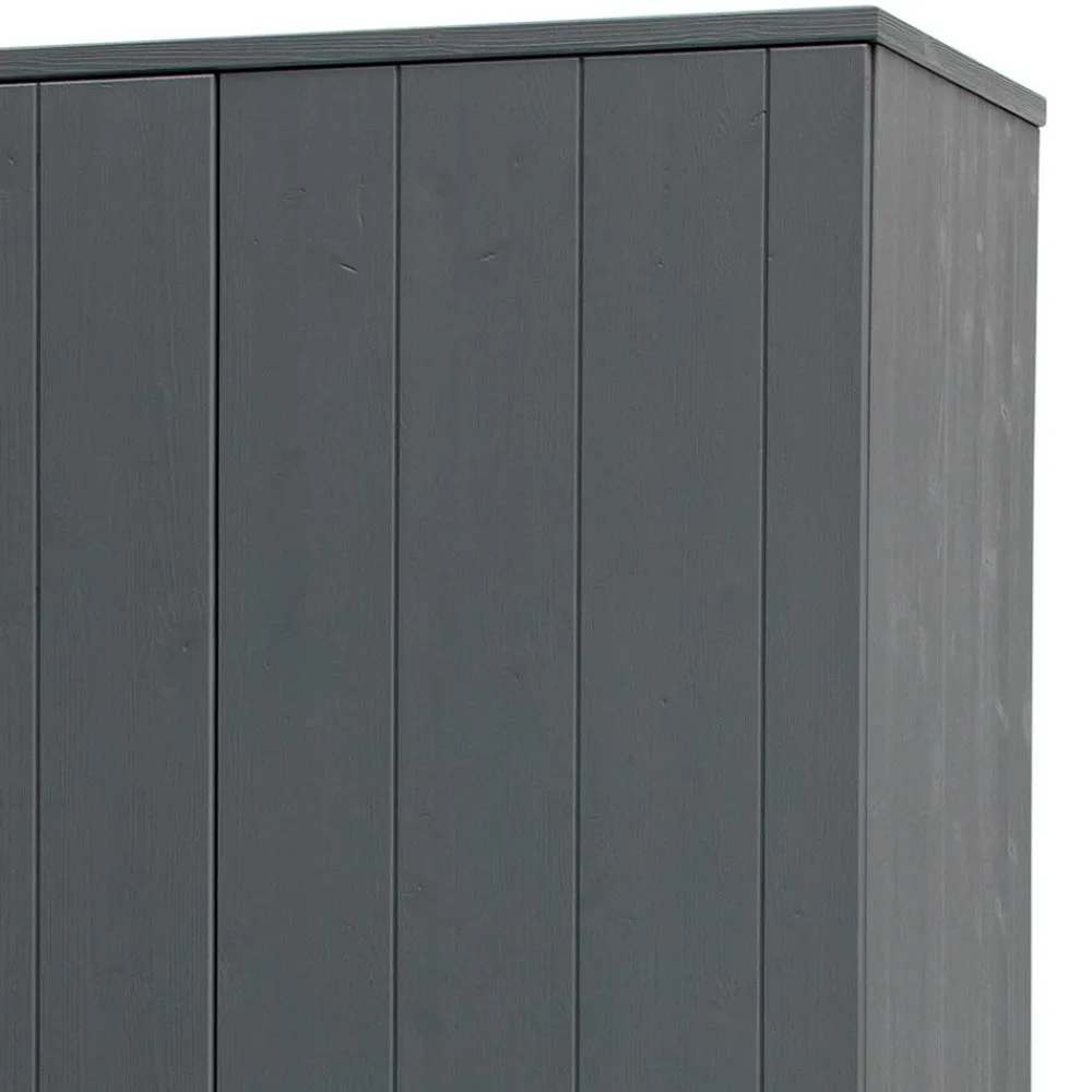 Wohnen Kiefernholz Kleiderschrank in Grau dunkel - Isnos I