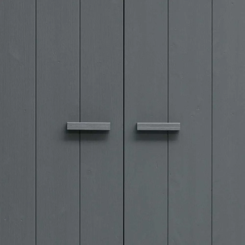 Wohnen Kiefernholz Kleiderschrank in Grau dunkel - Isnos I