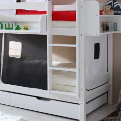 Kinder Wohnen Kiefernholz Piraten Stockbett in Weiß lackiert - Davadus