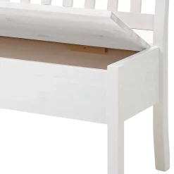 Wohnen Küchenbänke|Esszimmerbänke*Kiefernholz Truhenbank in Weiß - Zanaris