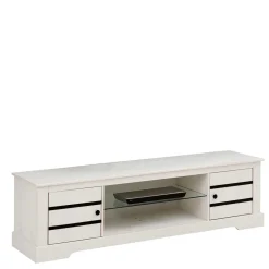 Wohnen Sideboards & Kommoden|Sideboards & Kommoden*Kiefernholz TV Unterschrank in Weiß mit Schwarz - Manduza