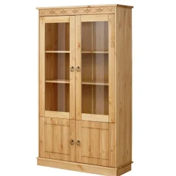 Wohnen Kiefernholz Vitrine gebeizt und geölt - Goro