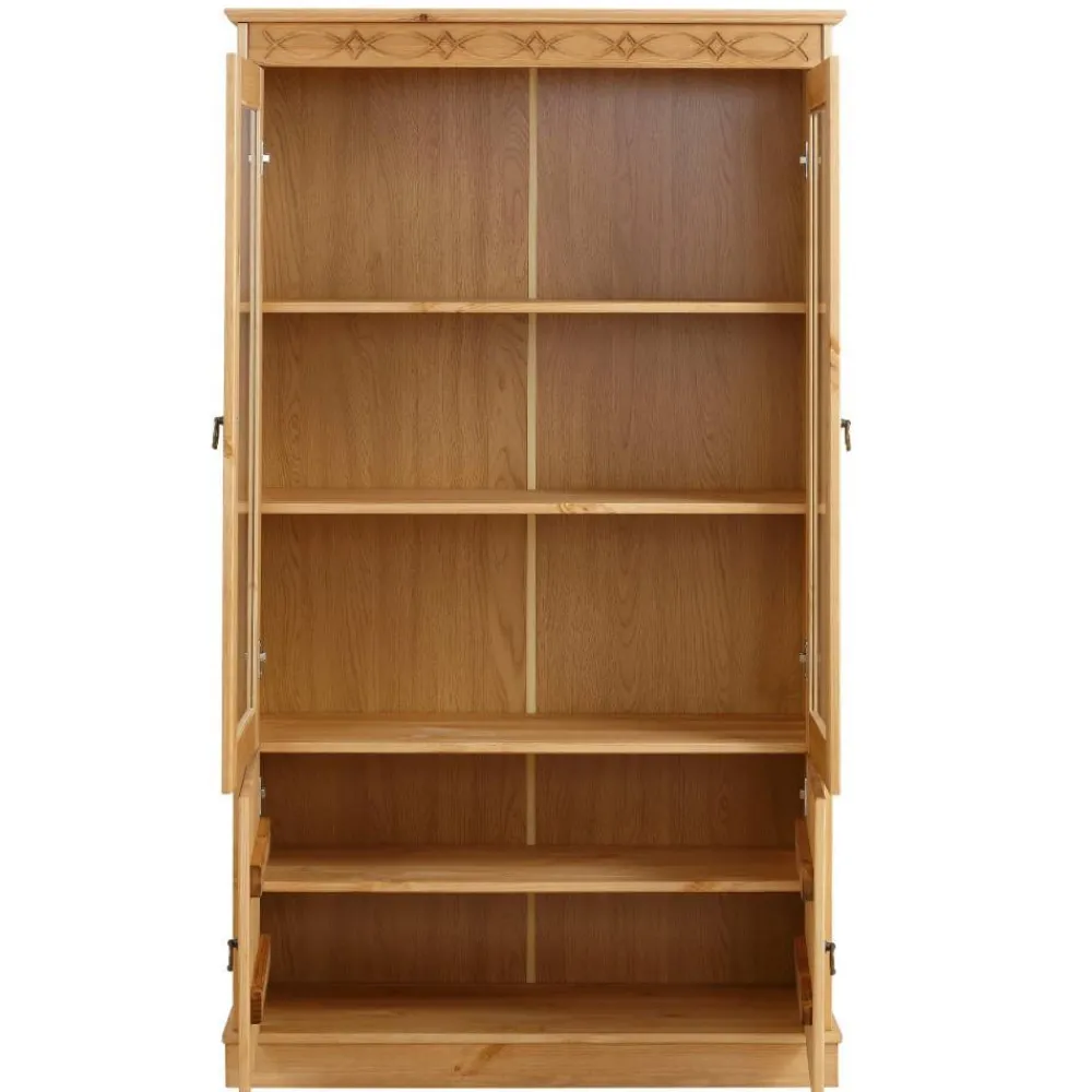 Wohnen Kiefernholz Vitrine gebeizt und geölt - Goro