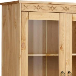 Wohnen Kiefernholz Vitrine gebeizt und geölt - Goro