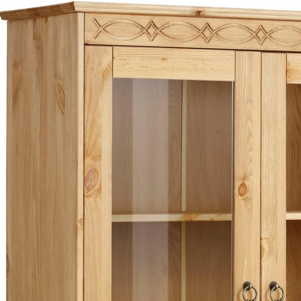 Wohnen Kiefernholz Vitrine gebeizt und geölt - Goro