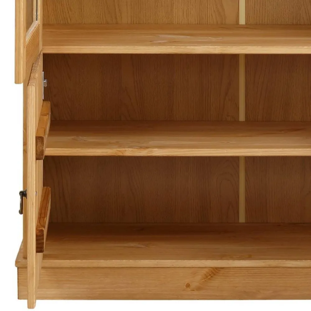 Wohnen Kiefernholz Vitrine gebeizt und geölt - Goro